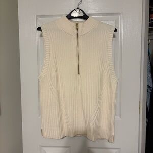 Talbots Sleeveless Cream Ribbed Sweater